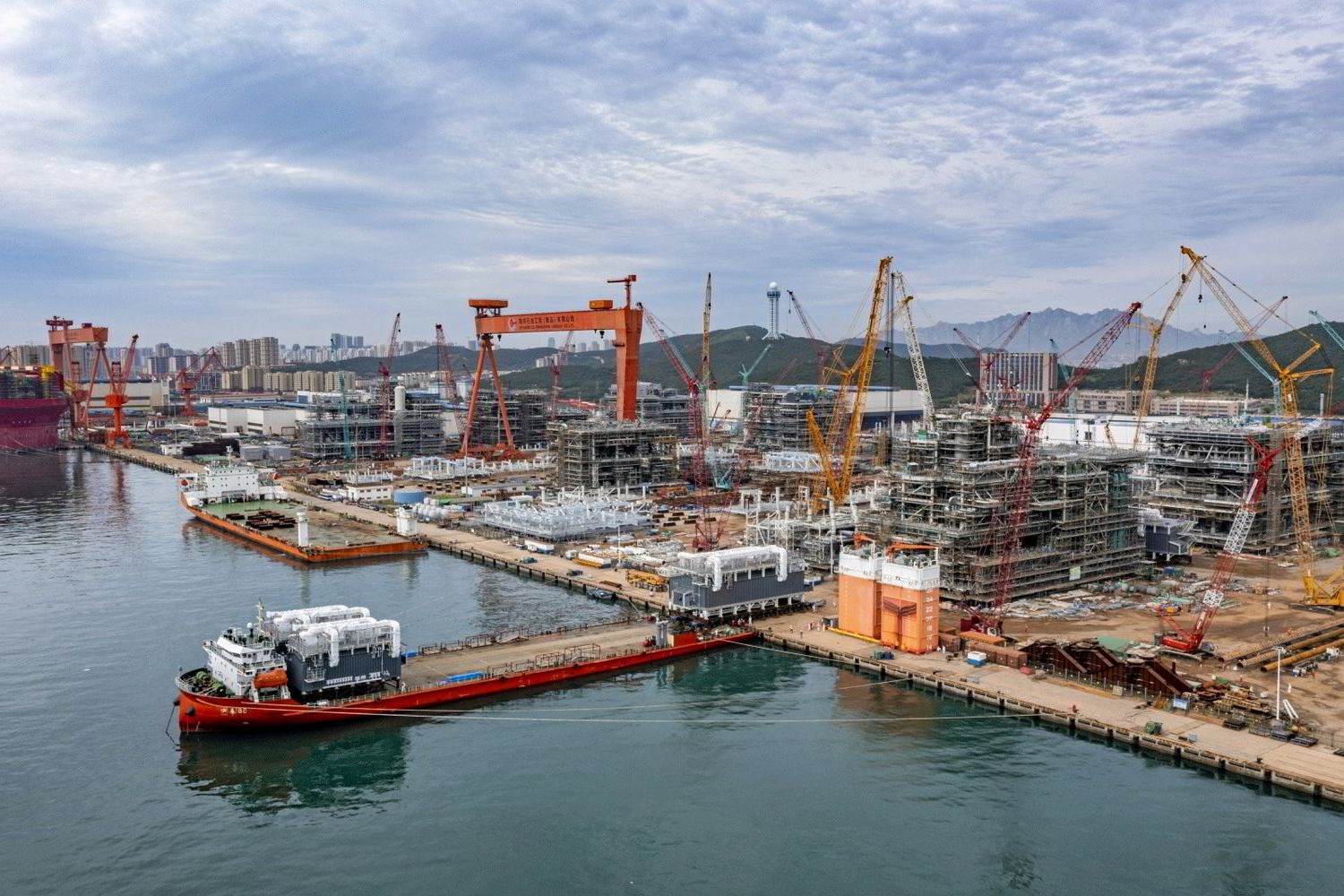 East Asian fabrication complex under overcast light